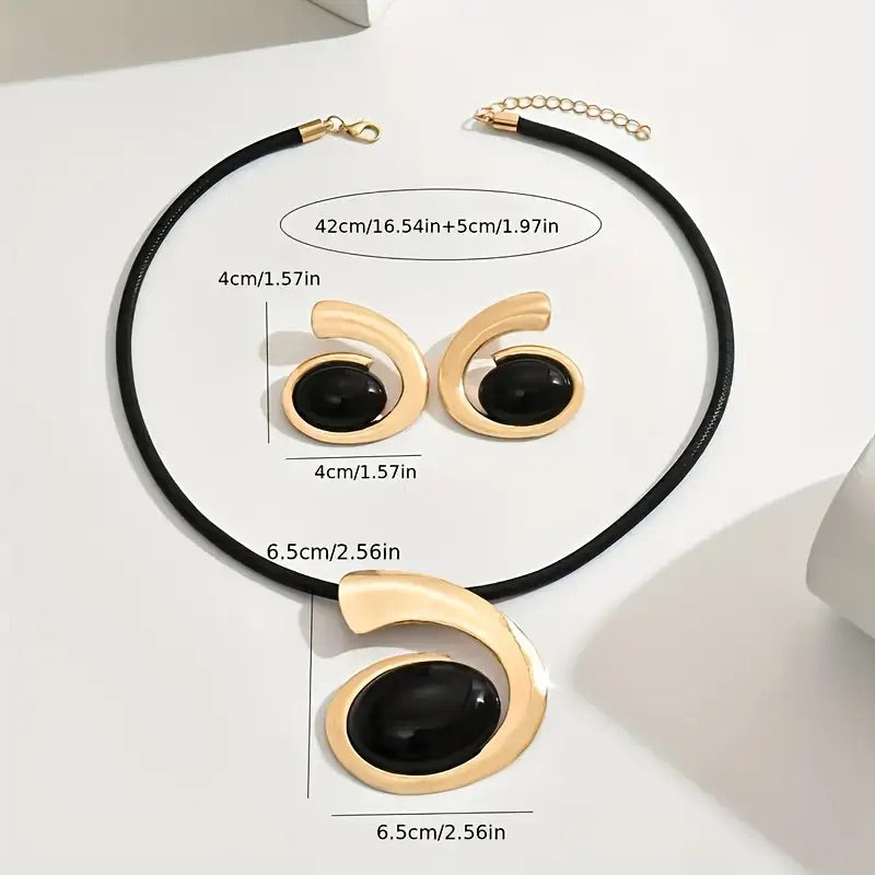 1 set Boho Simple 14K guldpläterat geometriskt halsband och örhängen