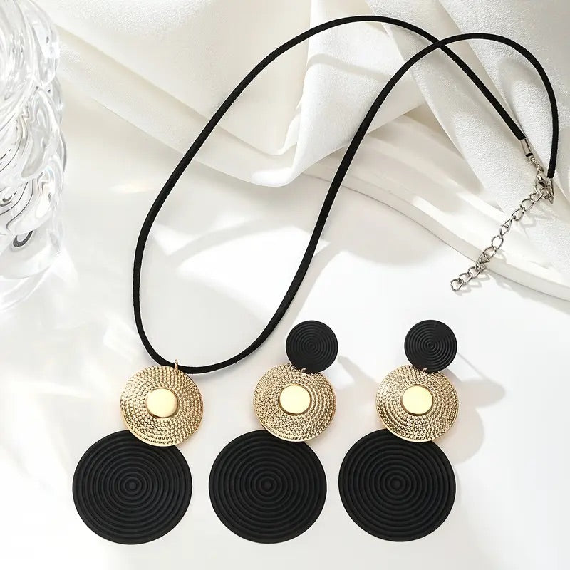 2 örhängen + 1 halsbandsset, elegant och minimalistisk smyckesstil för kvinnor