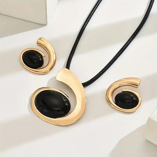 1 set Boho Simple 14K guldpläterat geometriskt halsband och örhängen