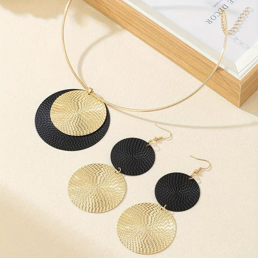 1 set halsbandsörhängen Kreativ ny rund skarvdesign Avancerad bankettfeststil