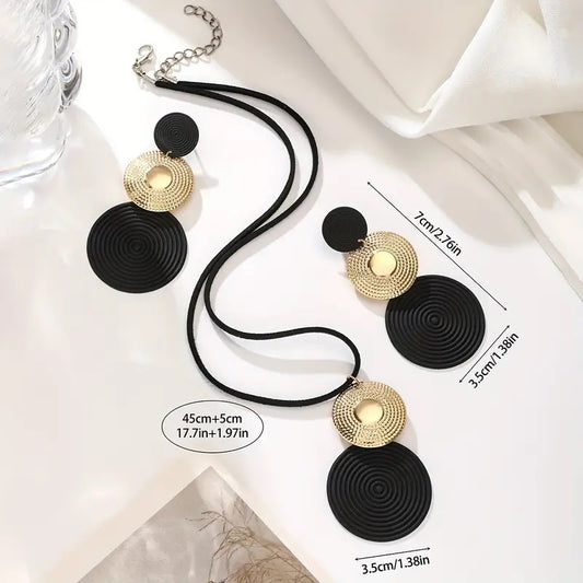 2 örhängen + 1 halsbandsset, elegant och minimalistisk smyckesstil för kvinnor